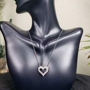 Created White Sapphire Heart pendant necklace -18"